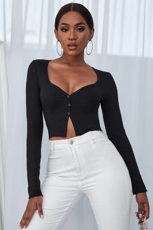 Women's Black Crop Top Blouse