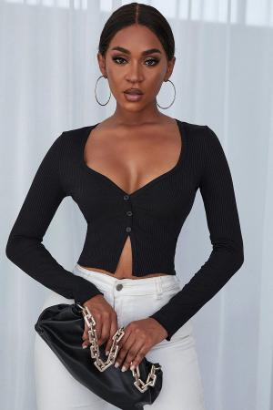 Women's Black Crop Top Blouse