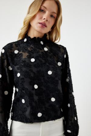 Women's Black Flecked Blouse