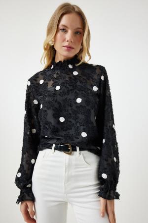 Women's Black Flecked Blouse