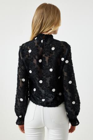 Women's Black Flecked Blouse