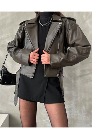 Oversize Belted Leather Style Jacket