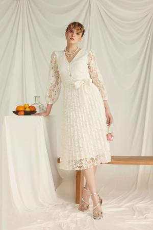 Lace Pleated Dress