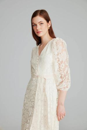 Lace Pleated Dress