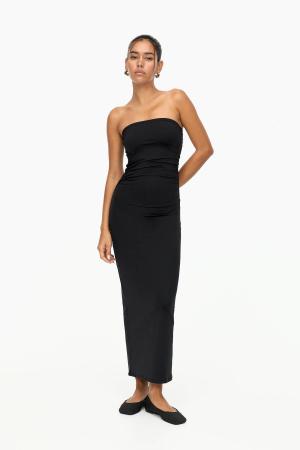 Strapless Gathered Long Dress