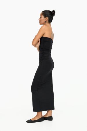 Strapless Gathered Long Dress