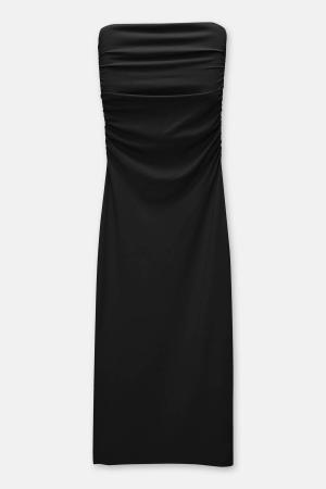 Strapless Gathered Long Dress