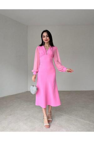 pink chiffon dress