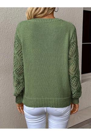 Women's knitted cardigan with patterned sleeves