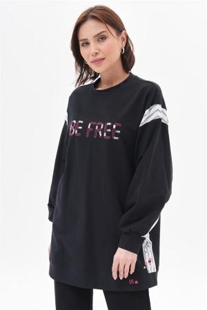 Black Sweatshirt with Slogan