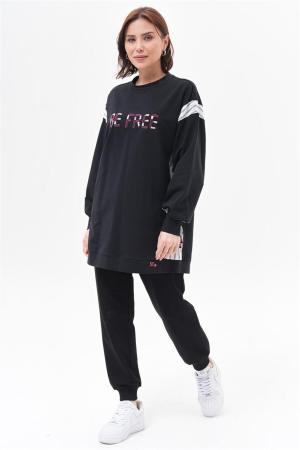 Black Sweatshirt with Slogan