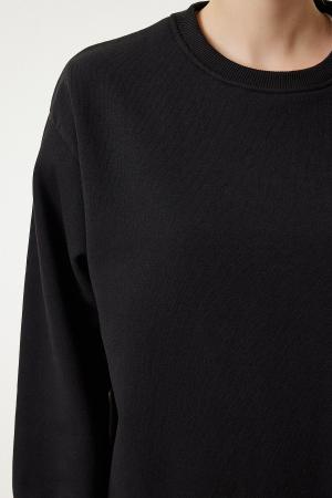 Oversize Raised Basic Sweatshirt Black