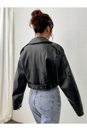 Oversized Crop Leather Jacket