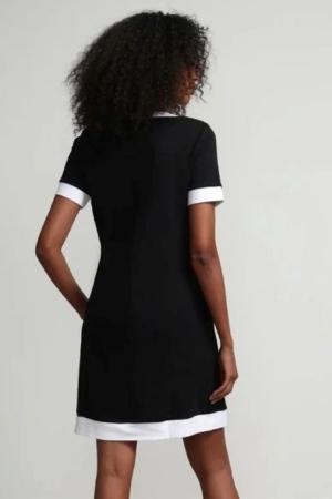 Women's dress with small collar and black skirt