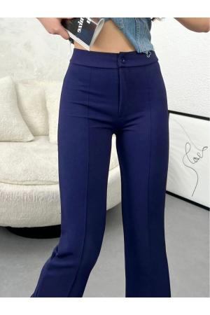 Wide-waisted trousers in fabric