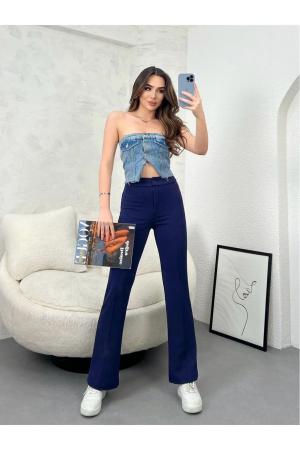 Wide-waisted trousers in fabric