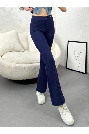 Wide-waisted trousers in fabric