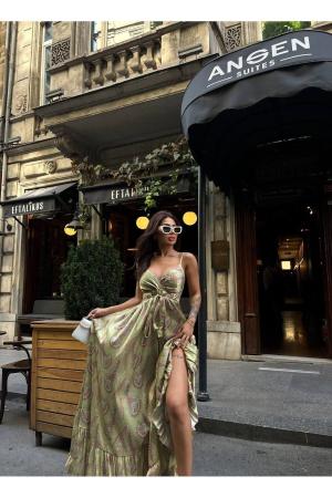 Women's Strappy Long Silk Dress