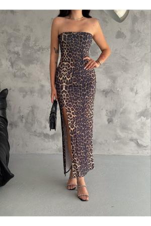 Women's Leopard Deep Slit Dress