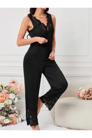 Women's Black Lace Suit Venes