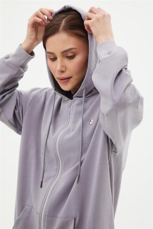 Hooded Gray Basic Sweatshirt