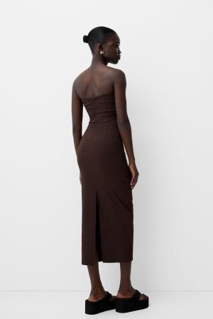 Strapless neck midi dress