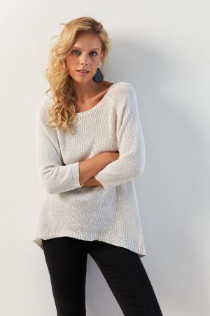 Women's White Back Drop Knit Blouse