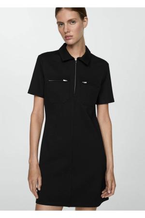 Polo collar dress with pockets