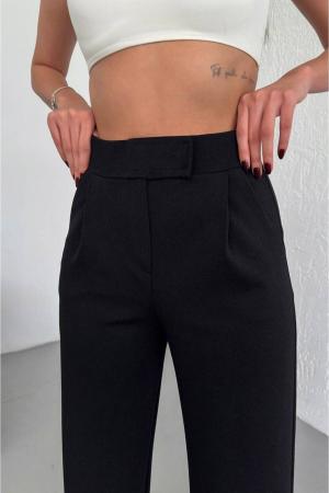 Pants Women Lycra Velcro Crepe Black Color