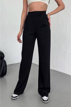 Pants Women Lycra Velcro Crepe Black Color