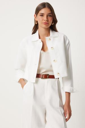 Women's White Linen Jacket