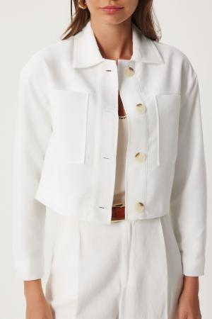 Women's White Linen Jacket