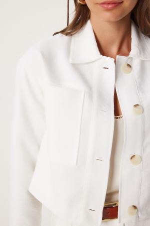 Women's White Linen Jacket