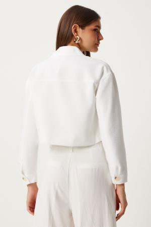 Women's White Linen Jacket