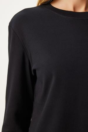 Cotton Basic Knitted Blouse Black