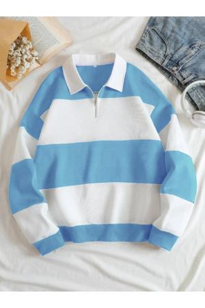 Unisex Light Blue Striped Sweatshirt