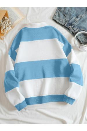 Unisex Light Blue Striped Sweatshirt