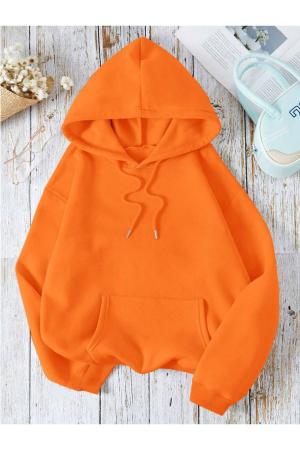 Unisex  Plain Color Cotton Oversize Hooded Sweatshirt