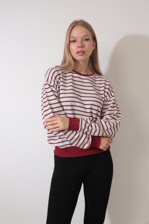 Burgundy Striped Sweatshirt