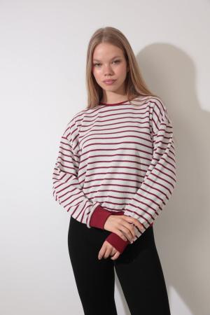 Burgundy Striped Sweatshirt