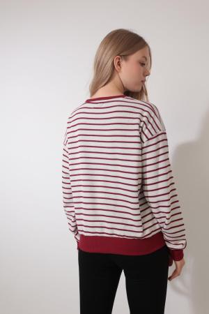 Burgundy Striped Sweatshirt