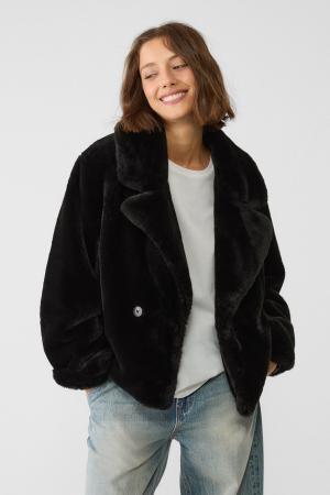 Double breasted faux fur jacket