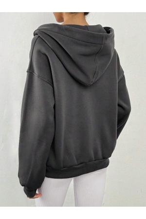 Unisex V-Neck Hooded Basic Oversize Sweatshirt