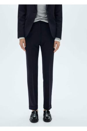 Straight cut fabric trousers