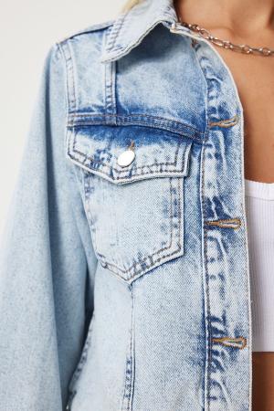 Denim Jacket with Flap Pocket MEDIUM BLUE