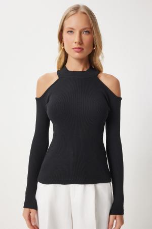 Women's Black Open Shoulder Blouse