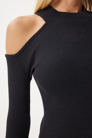 Women's Black Open Shoulder Blouse