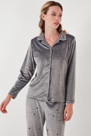 Shiny Velvet Printed Pajama Set