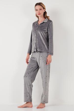 Shiny Velvet Printed Pajama Set