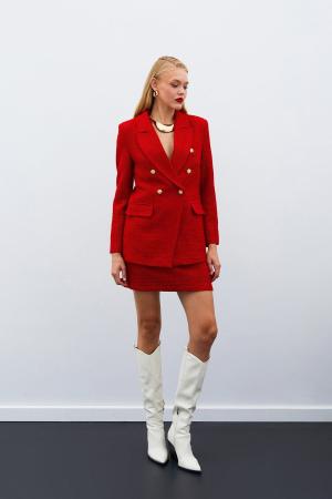 Button Detailed Jacket - RED